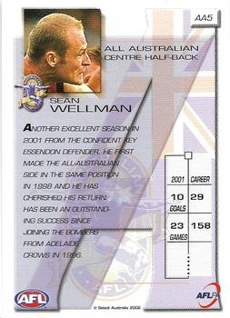 2002 Select AFL Exclusive - All Australian #AA5 Sean Wellman Back